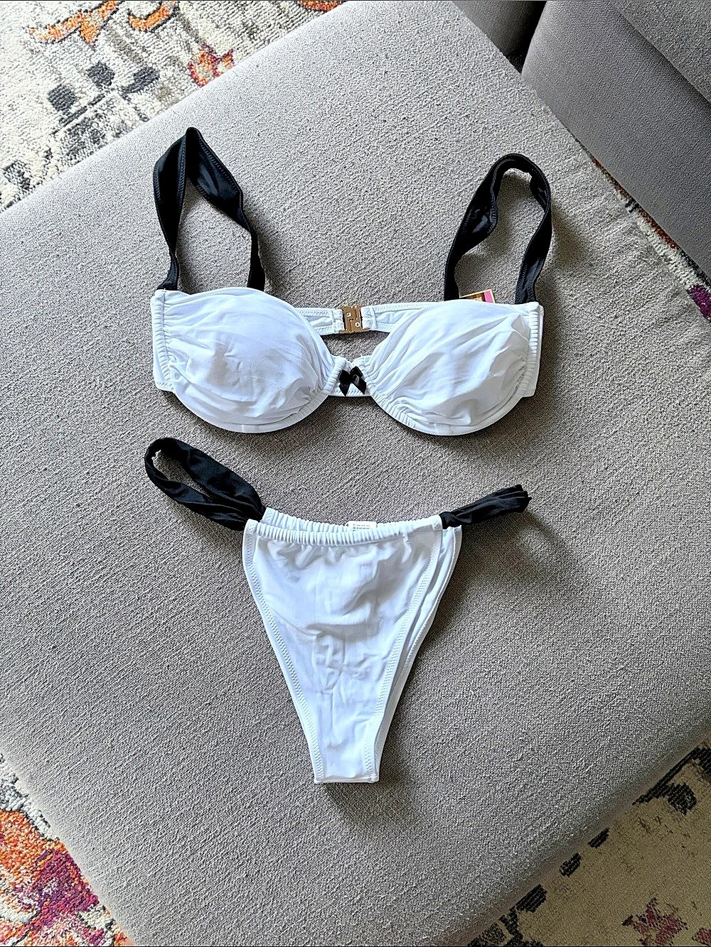Strawberry Milk Mob Tuxedo Top / Tuxedo Bottom White Bikini Large